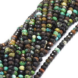 Natural Chrysocolla Beads Strands, Faceted, Rondelle