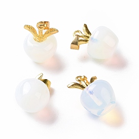Opalite Pendants, with Golden Tone Alloy Clasp, Apple Charms