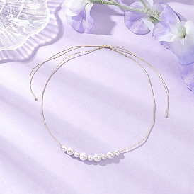 Регулируемые ожерелья из круглых бусин с ракушками и жемчугом