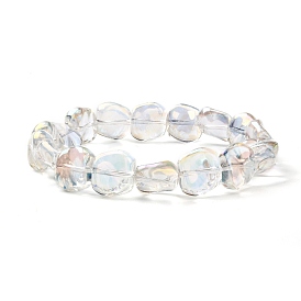 Electroplate Glass Square Beads Stretch Bracelet for Teen Girl Women