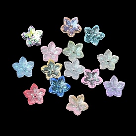 Окрашенные и нагретые стеклянные колпачки для бусин, 5-лепестков цветка