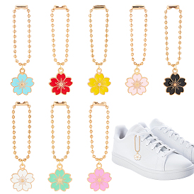 Сплав эмаль сакура цветок подвески украшения, с цепями железный шар