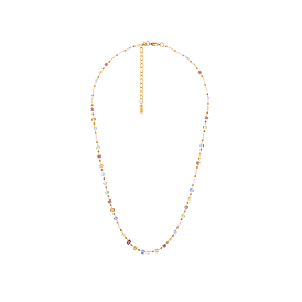 304 Колье из нержавеющей стали и стекла для женщин, куб и круглый, ионное покрытие (ip), долговечный, реальный 18 k позолоченный