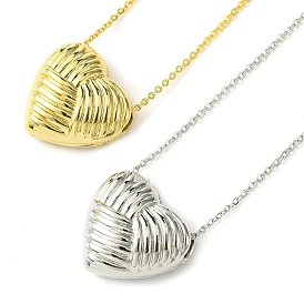 Rack Plating Brass Heart Pendant Necklaces for Women, Long-Lasting Plated, Lead Free & Cadmium Free