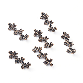 Tibetan Style Alloy Multi-Strand Links, Leaf, Nickel Free