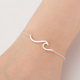 Stainless Steel Wave Bracelet - Fashionable Jewelry for Women.
