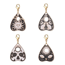Divination Themed Alloy Enamel Pendant Decorations, with 304 Stainless Steel Lobster Claw Clasps, Heart
