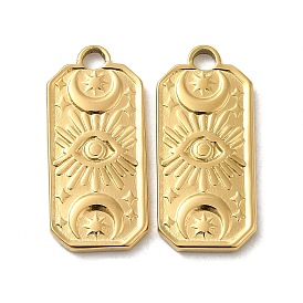Placage ionique (ip) 316l pendentifs chirurgicaux en acier inoxydable, sans nickel, rectangle avec breloque lune et œil