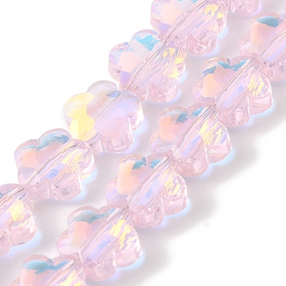 Стеклянные бусины с гальваническим покрытием , с покрытием AB цвета, цветок, граненые