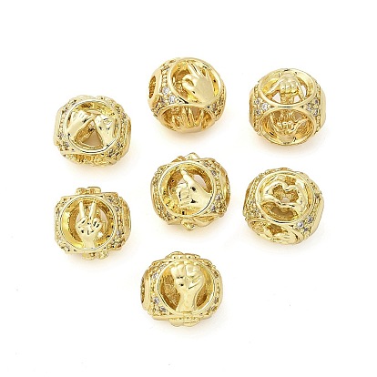 Латунные микро проложить кубического циркония бусы, жест, гальваника