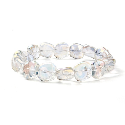 Electroplate Glass Square Beads Stretch Bracelet for Teen Girl Women