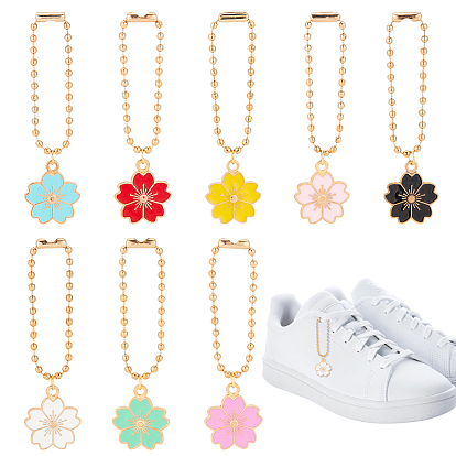 Сплав эмаль сакура цветок подвески украшения, с цепями железный шар