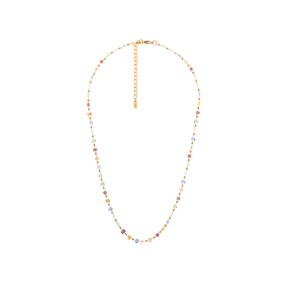 304 Колье из нержавеющей стали и стекла для женщин, куб и круглый, ионное покрытие (ip), долговечный, реальный 18 k позолоченный