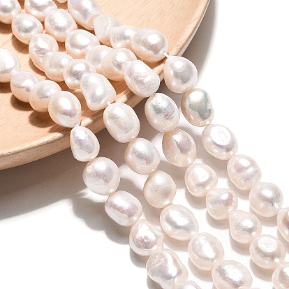 Нити из натурального культивированного пресноводного жемчуга, двух сторон полированной