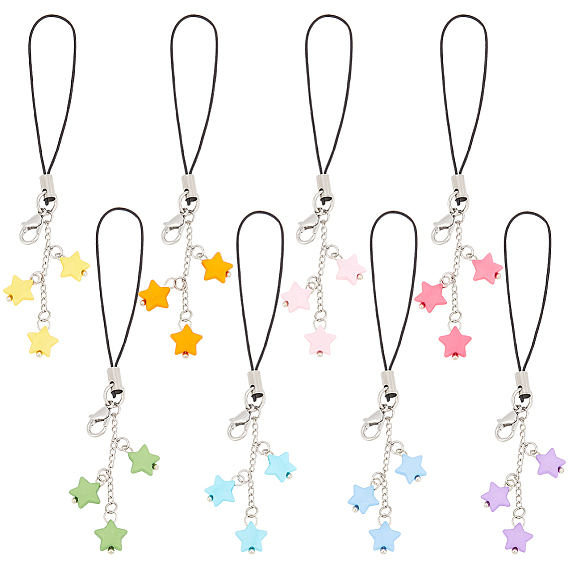 Акриловые звездообразные мобильные ремни, латунные застежки-лобстеры и нейлоновый шнур для украшения мобильных аксессуаров