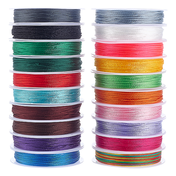 20 рулоны 20 цвета 10м 12-слойная круглая полиэфирная нить, для изготовления украшений из бисера своими руками