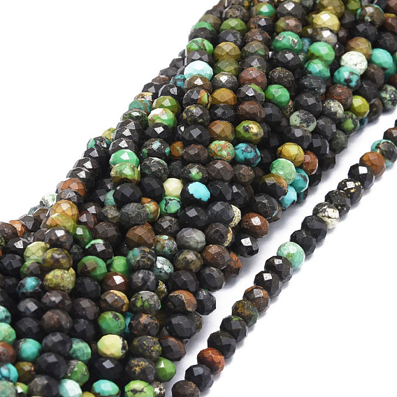 Natural Chrysocolla Beads Strands, Faceted, Rondelle