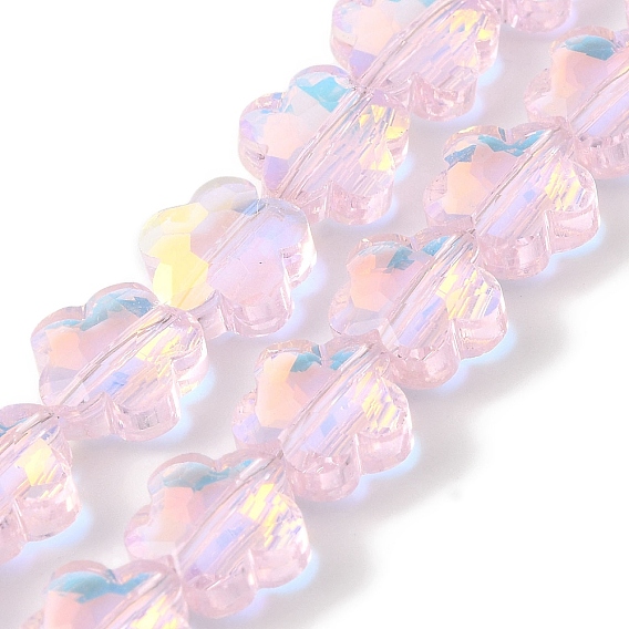 Стеклянные бусины с гальваническим покрытием , с покрытием AB цвета, цветок, граненые