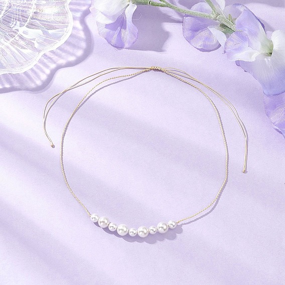 Регулируемые ожерелья из круглых бусин с ракушками и жемчугом