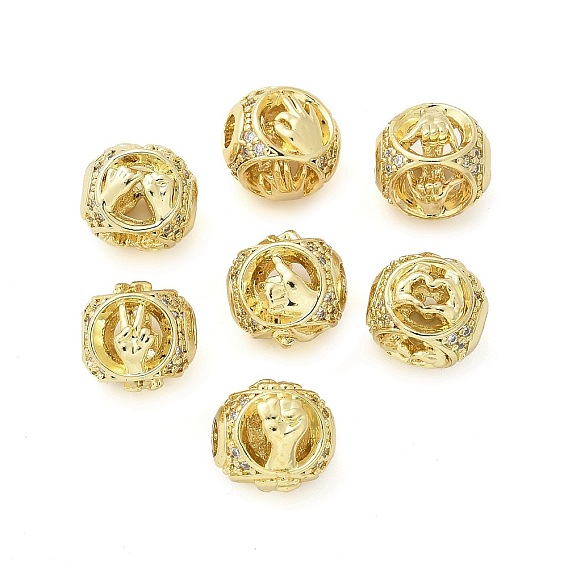 Латунные микро проложить кубического циркония бусы, жест, гальваника