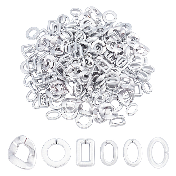 Opaque Spray Painted Acrylic Linking Rings, Quick Link Connectors, for Chains Making, Mixed Shapes