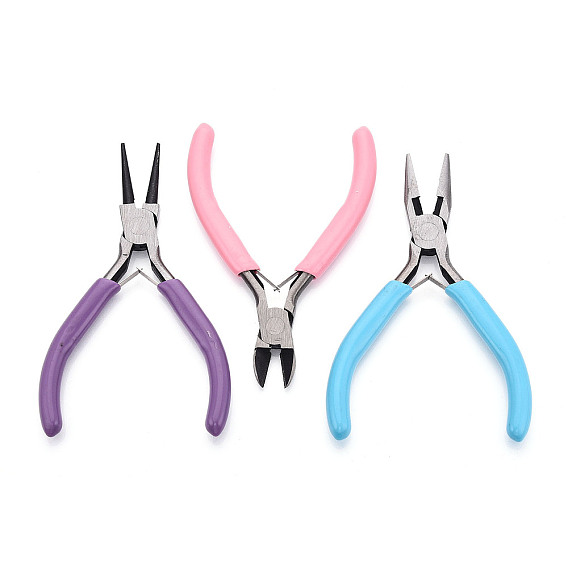 45# наборы стальных плоскогубцев, с пластиковыми ручками, в том числе боковые кусачки, Плоскогубцы, плоскогубцы с игольчатым носом