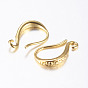 Brass Earring Hooks, Ear Wire, with Horizontal Loop, Long-Lasting Plated