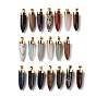 Gemstone Pointed Pendants, Cone Charms, with Golden Tone Alloy and Iron Findings