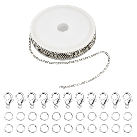 Набор для изготовления ожерелья из цепочек своими руками, включая железные бордюрные цепи и кольца для прыжков, Сплав застежками