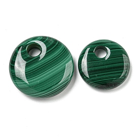 Natural Malachite Pendants, Flat Round Charms