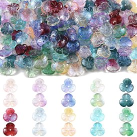200 pièces 10 couleurs peinture cuisson capuchons transparents pour perles de verre, fleur, avec de la poudre de paillettes