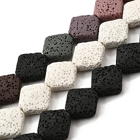 Нити бусин из окрашенной натуральной лавы, ромб