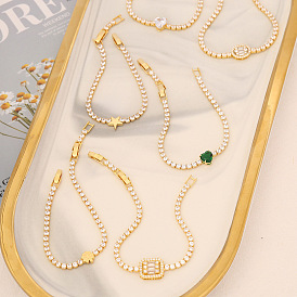 Bracelet tendance en zircon en forme de cœur avec décoration étoile à cinq branches, 18k bijoux plaqués or bs