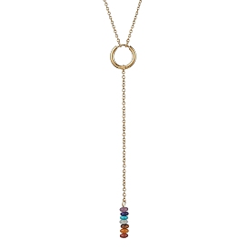 Ожерелья-лариаты в форме ронделя из натуральных и синтетических драгоценных камней, Ожерелье на тему чакры с 304 цепочками из троса из нержавеющей стали