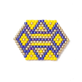 BOHO Themed Handmade Loom Pattern MIYUKI Seed Beads, Hexagon Pendants