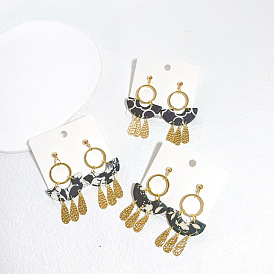  Personalized earrings tassel camouflage earrings for women S925 silver needle soft clay earrings