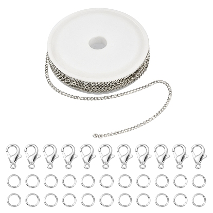 DIY Chains Bracelet Necklace Making Kit, Including Iron Curb Chains & Jump Rings, Alloy Clasps
