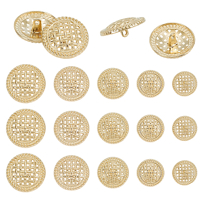 60 pièces 5 styles 1 boutons à tige creuse en alliage à trous, tissé plat rond