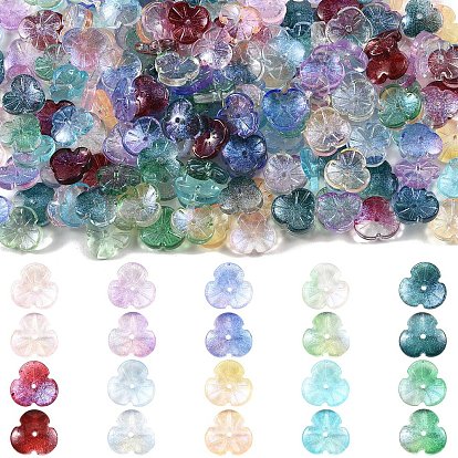 200 pièces 10 couleurs peinture cuisson capuchons transparents pour perles de verre, fleur, avec de la poudre de paillettes
