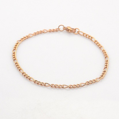 Casual Style 304 Stainless Steel Twist Mother-Son Chain Bracelets for Further Design, with Lobster Claw Clasps, 190x3x1.5mm