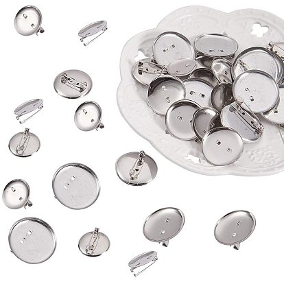 Iron Brooch Findings, Brooch Base Settings, Flat Round