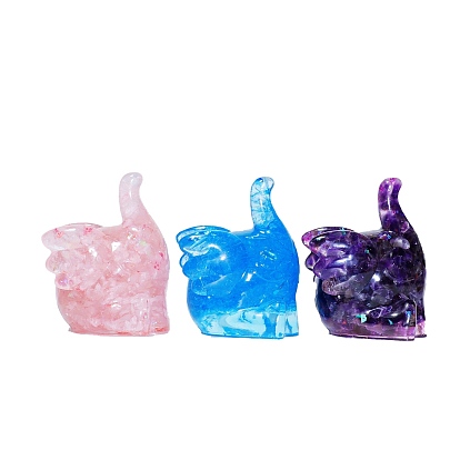 Resin Elephant Display Decoration, with Natural Gemstone Chips inside Statues for Home Office Decorations