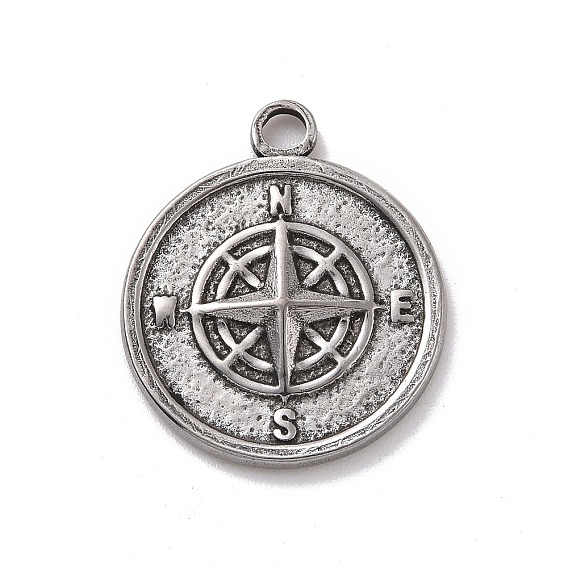304 подвески из нержавеющей стали, плоские круглые с компасом