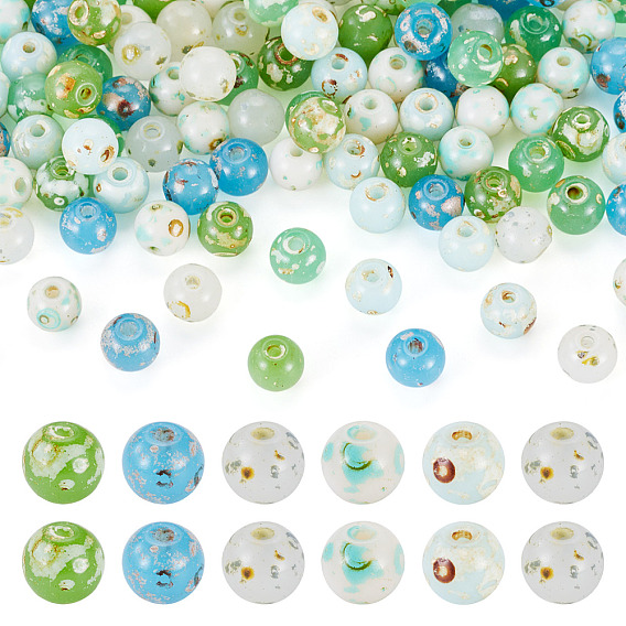 Picasso Baking Paint Glass Seed Beads, Round