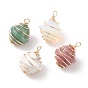 Natural & Synthetic Gemstone Pendants, with Copper Wire Wrapped, Saturn-shaped
