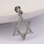 Ion Plating(IP) 304 Stainless Steel Pendants, for Jewish, Star of David, 22x16x2mm, Hole: 6x4mm