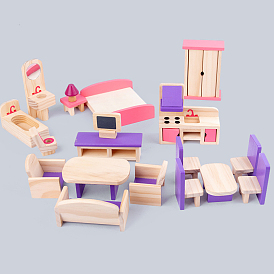 Деревянная миниатюрная мебель для кукольного домика, аксессуары для украшения реквизита кукольного домика