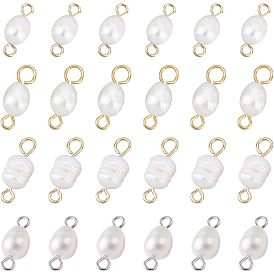 40шт 4 стиль натуральный культивированный пресноводный жемчуг бусины звенья разъемы, с 304 штифтом из нержавеющей стали, золотые