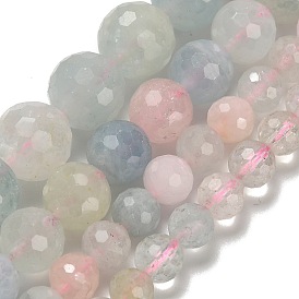 Природные морганит нитей бисера, круглые, граненый (128 граней), класс АА