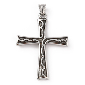 304 Stainless Steel Pendants, with 201 Stainless Steel Snap on Bails, Cross Charm